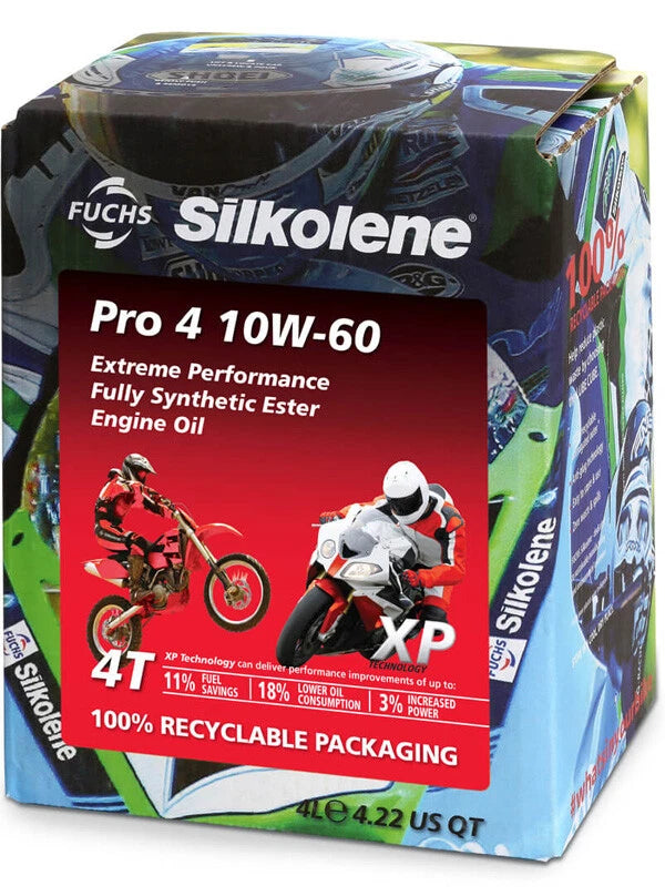 Silkolene PRO 4 XP 10W60 Full Synthetic 4T Motorcycle Engine Oil 4 LITRE
