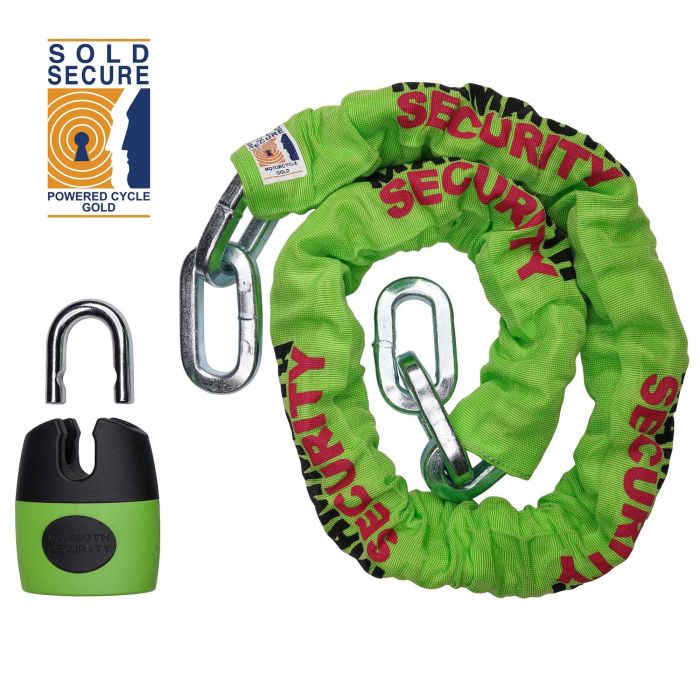 Mammoth Sold Secure Gold Approved 12mm x 1.2m Square Chain With Shackle Lock RRP £89.99